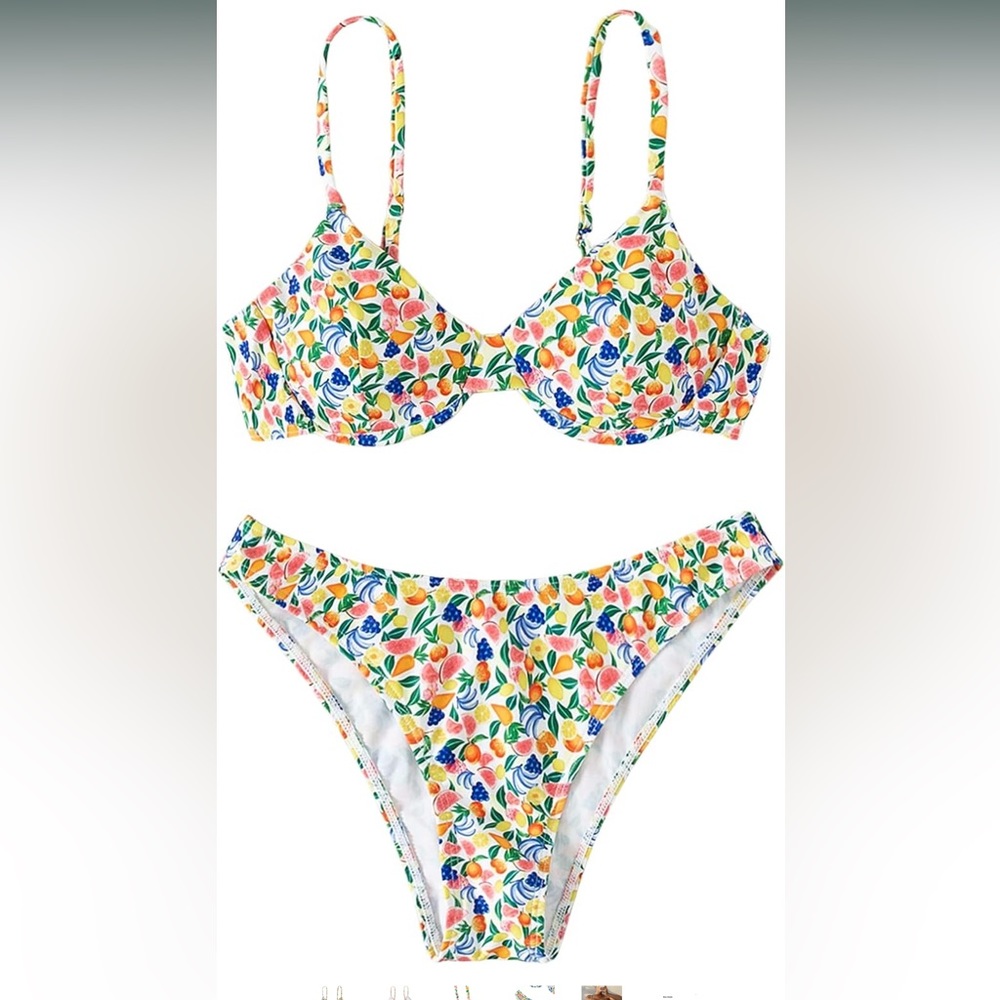 SweatyRocks Women's 2 Piece Floral Underwire Push Up Bikini High Cut Swimsuit